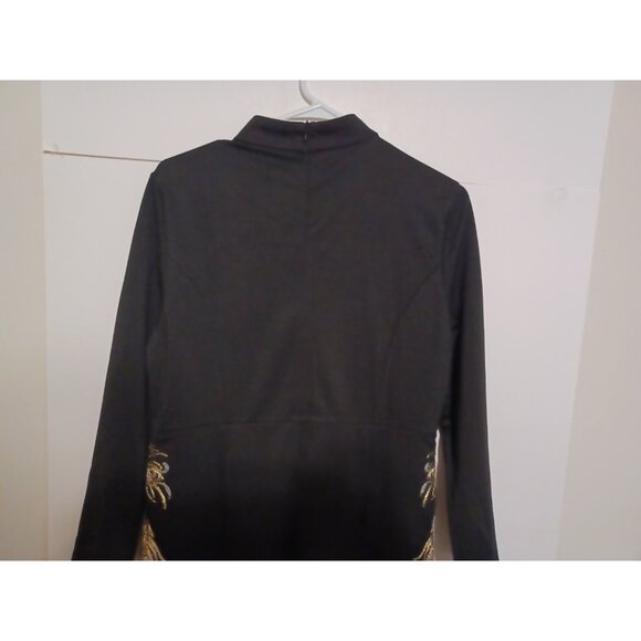 Lai Meng Five Cats Womens Swing Midi Dress Black Embroidered Floral - Picture 5 of 6